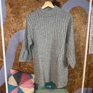 Gray Ribbed Women's Sweater Dress